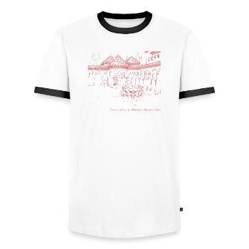 Alhambra, Court of the Lions 2 - Men's Ringer Shirt - white/black - Front - AI Model Female 172 light (172cm) & AI Model Male 178 dark (178cm)