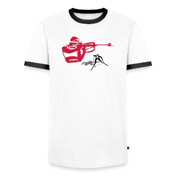Biathlon - Männer Kontrast-T-Shirt - Weiß/Schwarz - Vorne - AI Model Female 172 light (172cm) & AI Model Male 178 dark (178cm)