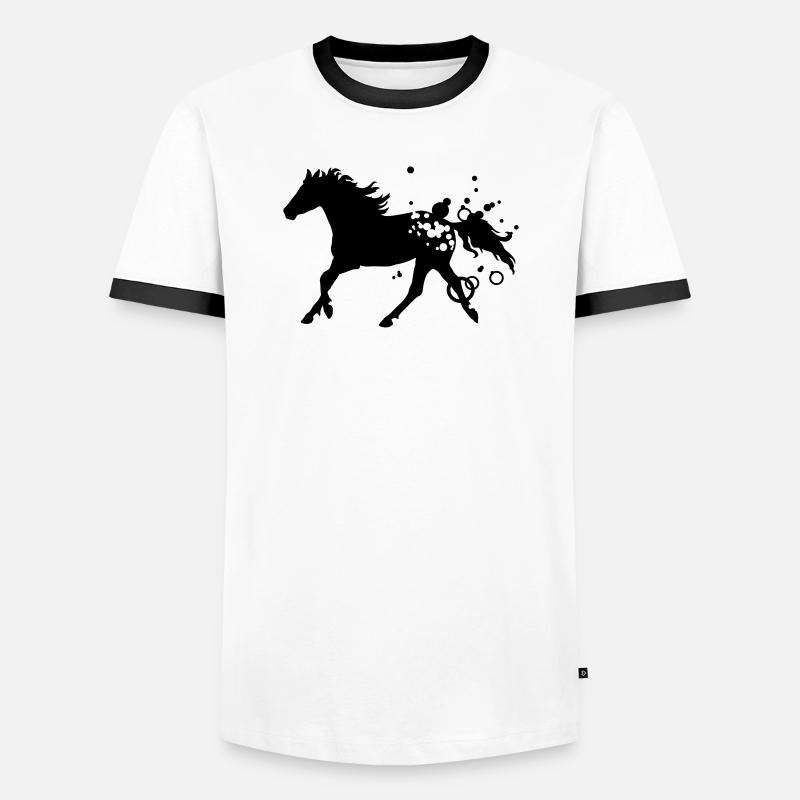 Pferd - Männer Kontrast-T-Shirt - Weiß/Schwarz