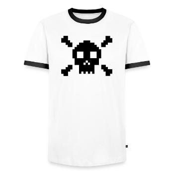 Pixel crane et os croises - T-shirt contrasté Homme - blanc/noir - Devant - AI Model Female 172 light (172cm) & AI Model Male 178 dark (178cm)