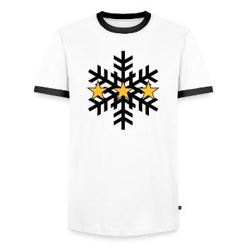 Skiing ! - Men's Ringer Shirt - white/black - Front - AI Model Female 172 light (172cm) & AI Model Male 178 dark (178cm)