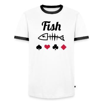 Poker : Fish - T-shirt contrasté Homme - blanc/noir - Devant - AI Model Female 172 light (172cm) & AI Model Male 178 dark (178cm)
