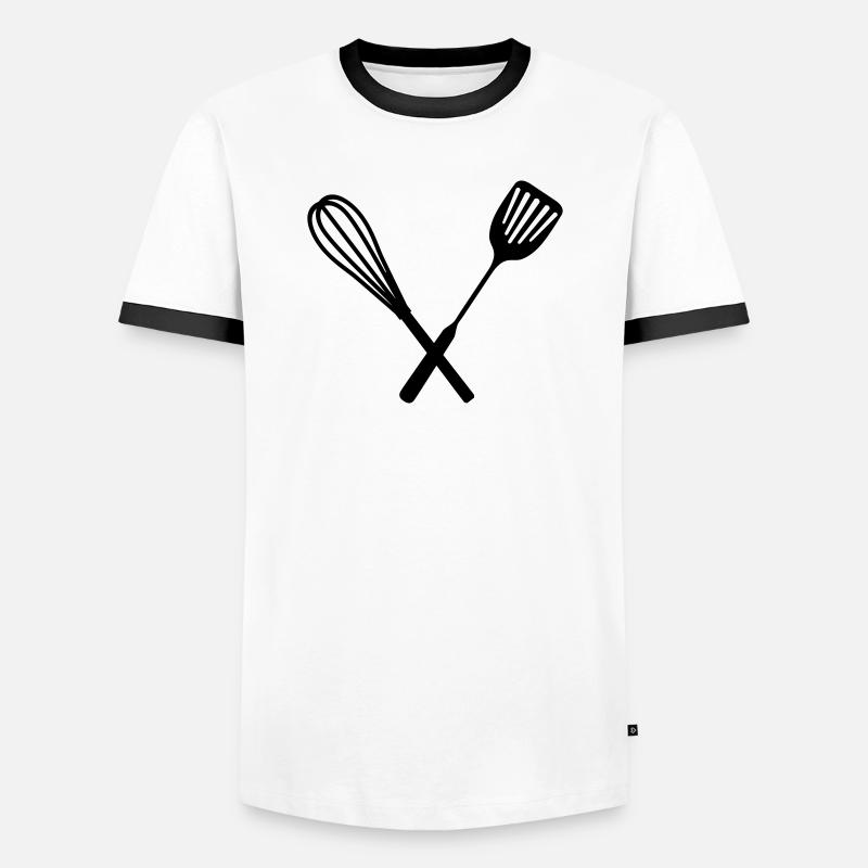 Cuisine - Männer Kontrast-T-Shirt - Weiß/Schwarz