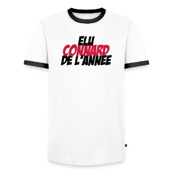 Elu Connard de l'année ! - T-shirt contrasté Homme - blanc/noir - Devant - AI Model Female 172 light (172cm) & AI Model Male 178 dark (178cm)