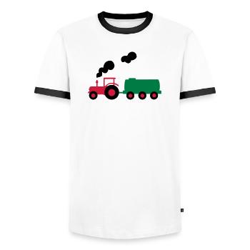traktor trecker landwirtschaft - Männer Kontrast-T-Shirt - Weiß/Schwarz - Vorne - AI Model Female 172 light (172cm) & AI Model Male 178 dark (178cm)
