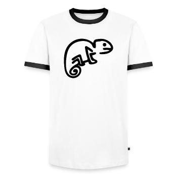 chameleon - Men's Ringer Shirt - white/black - Front - AI Model Female 172 light (172cm) & AI Model Male 178 dark (178cm)