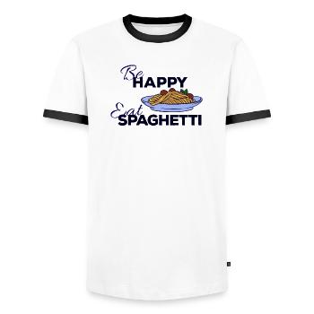 Spaghetti Pasta Asciutta Italien Essen Spruch - Männer Kontrast-T-Shirt - Weiß/Schwarz - Vorne - AI Model Female 172 light (172cm) & AI Model Male 178 dark (178cm)