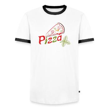 Pizza Margarita Italien Pizzeria - Männer Kontrast-T-Shirt - Weiß/Schwarz - Vorne - AI Model Female 172 light (172cm) & AI Model Male 178 dark (178cm)