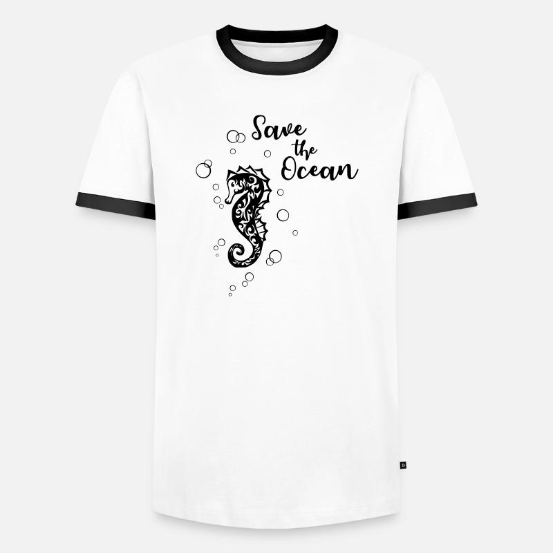 Save the Ocean - Seepferd - Men's Ringer Shirt - white/black