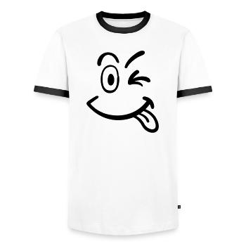smiley - T-shirt contrasté Homme - blanc/noir - Devant - AI Model Female 172 light (172cm) & AI Model Male 178 dark (178cm)