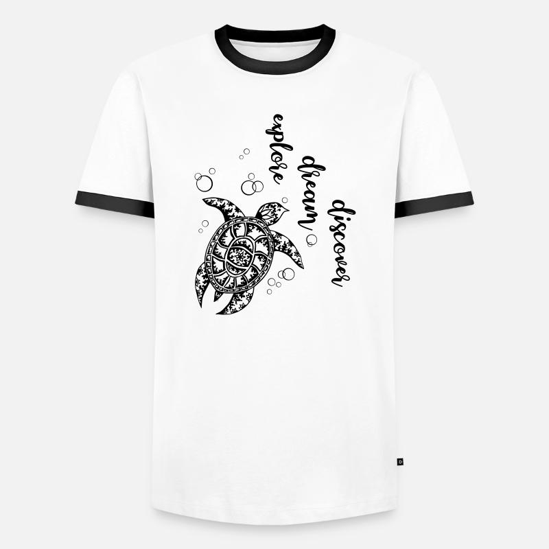 Explore Dream Discover - Turtle - Männer Kontrast-T-Shirt - Weiß/Schwarz