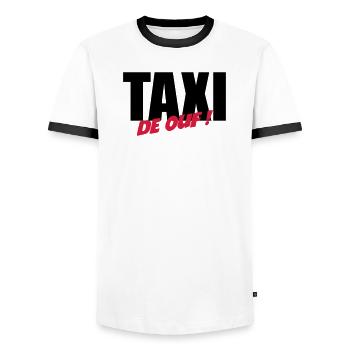 Taxi de ouf ! - T-shirt contrasté Homme - blanc/noir - Devant - AI Model Female 172 light (172cm) & AI Model Male 178 dark (178cm)