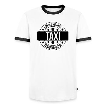 Taxi - T-shirt contrasté Homme - blanc/noir - Devant - AI Model Female 172 light (172cm) & AI Model Male 178 dark (178cm)