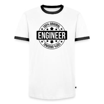 Engineer - T-shirt contrasté Homme - blanc/noir - Devant - AI Model Female 172 light (172cm) & AI Model Male 178 dark (178cm)