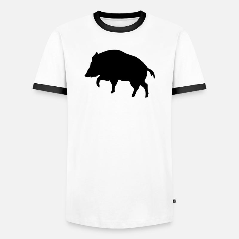 wildschwein tier jäger - Männer Kontrast-T-Shirt - Weiß/Schwarz