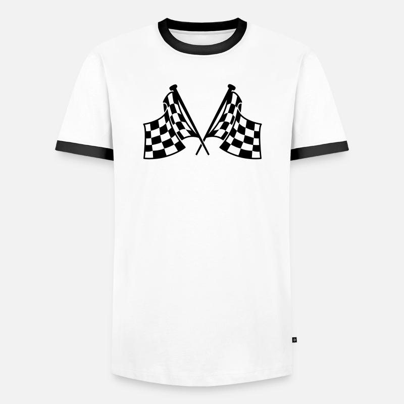 drapeaux de course - T-shirt contrasté Homme - blanc/noir