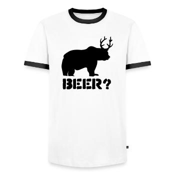 bière - T-shirt contrasté Homme - blanc/noir - Devant - AI Model Female 172 light (172cm) & AI Model Male 178 dark (178cm)