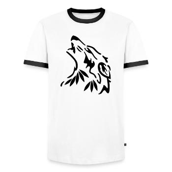 wolf - Men's Ringer Shirt - white/black - Front - AI Model Female 172 light (172cm) & AI Model Male 178 dark (178cm)