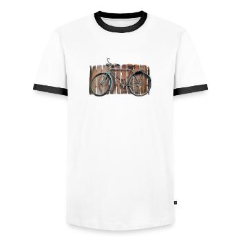 Bicycle - Men's Ringer Shirt - white/black - Front - AI Model Female 172 light (172cm) & AI Model Male 178 dark (178cm)
