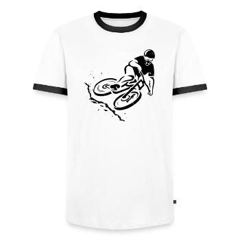 Mountainbike Downhill - Geschenk für Mountainbiker - Männer Kontrast-T-Shirt - Weiß/Schwarz - Vorne - AI Model Female 172 light (172cm) & AI Model Male 178 dark (178cm)