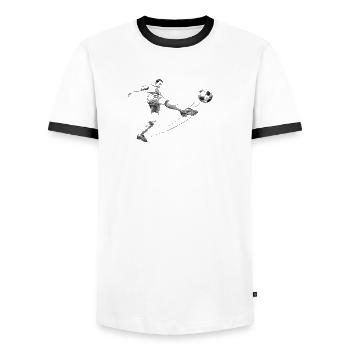 soccer player - Men's Ringer Shirt - white/black - Front - AI Model Female 172 light (172cm) & AI Model Male 178 dark (178cm)