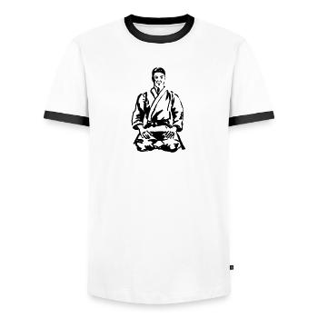 karate - T-shirt contrasté Homme - blanc/noir - Devant - AI Model Female 172 light (172cm) & AI Model Male 178 dark (178cm)