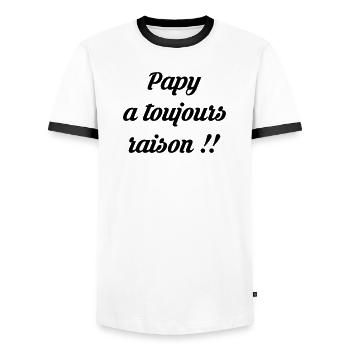 Papy / Grand Pere / Naissance / Baby / Bébé / Papi - T-shirt contrasté Homme - blanc/noir - Devant - AI Model Female 172 light (172cm) & AI Model Male 178 dark (178cm)