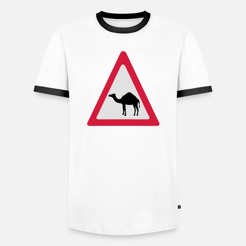 Caution Camel Traffic Sign - Men's Ringer Shirt - white/black