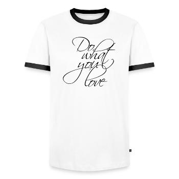 Schwarz-Weiß-Affirmation: Do what you love - Männer Kontrast-T-Shirt - Weiß/Schwarz - Vorne - AI Model Female 172 light (172cm) & AI Model Male 178 dark (178cm)