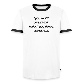 Cinema / Film / Zitat / TV-Serie - Männer Kontrast-T-Shirt - Weiß/Schwarz - Vorne - AI Model Female 172 light (172cm) & AI Model Male 178 dark (178cm)