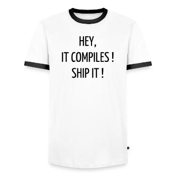 Zitat / Geek / Gaming / Videospiele / Nerd - Männer Kontrast-T-Shirt - Weiß/Schwarz - Vorne - AI Model Female 172 light (172cm) & AI Model Male 178 dark (178cm)