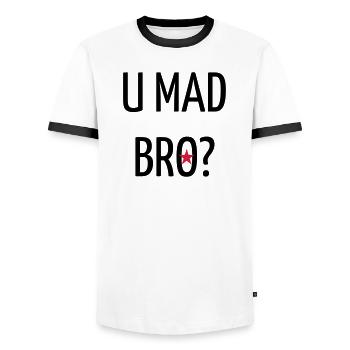 Quote / Gaming / Geek / Gamer / Computer / Game - Men's Ringer Shirt - white/black - Front - AI Model Female 172 light (172cm) & AI Model Male 178 dark (178cm)