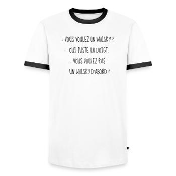 Cinéma / Citation / Série télé / Geek - T-shirt contrasté Homme - blanc/noir - Devant - AI Model Female 172 light (172cm) & AI Model Male 178 dark (178cm)
