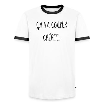 Cinéma / Citation / Série télé / Geek - T-shirt contrasté Homme - blanc/noir - Devant - AI Model Female 172 light (172cm) & AI Model Male 178 dark (178cm)