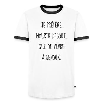 Cinéma / Citation / Série télé / Geek - T-shirt contrasté Homme - blanc/noir - Devant - AI Model Female 172 light (172cm) & AI Model Male 178 dark (178cm)