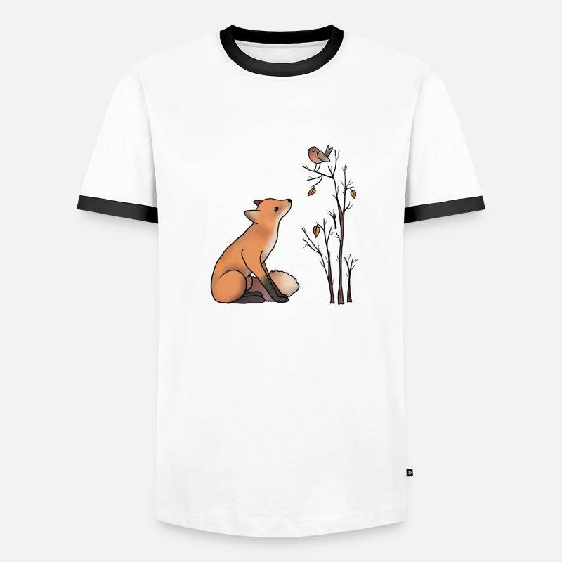 Fox and robin - Men's Ringer Shirt - white/black