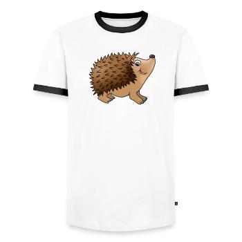 Freundlicher Igel - Männer Kontrast-T-Shirt - Weiß/Schwarz - Vorne - AI Model Female 172 light (172cm) & AI Model Male 178 dark (178cm)