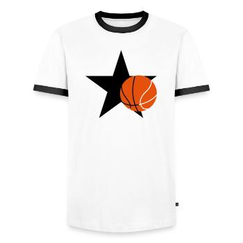 Basketball - Basket Ball - Game - Sport - Player - Men's Ringer Shirt - white/black - Front - AI Model Female 172 light (172cm) & AI Model Male 178 dark (178cm)