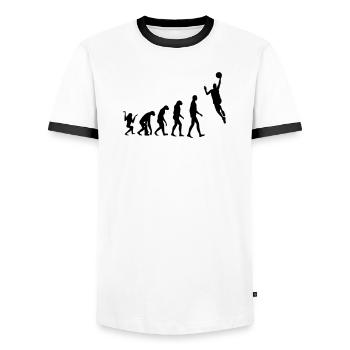 Basketball - Basket Ball - Game - Sport - Player - Men's Ringer Shirt - white/black - Front - AI Model Female 172 light (172cm) & AI Model Male 178 dark (178cm)