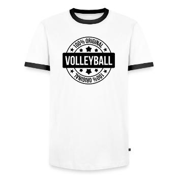 Volleyball - Volley Ball - Sport - Sportsman - Men's Ringer Shirt - white/black - Front - AI Model Female 172 light (172cm) & AI Model Male 178 dark (178cm)