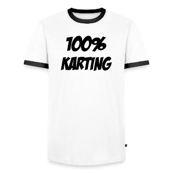 Go-Kart / Karting / Kart / Fahrer - Männer Kontrast-T-Shirt - Weiß/Schwarz - Vorne - AI Model Female 172 light (172cm) & AI Model Male 178 dark (178cm)