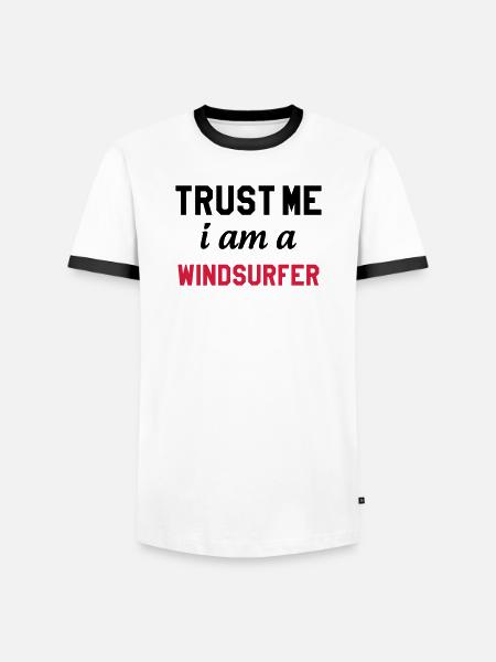 Windsurfen / Windsurfer / Windsurf / Windsurfing - Männer Kontrast-T-Shirt - Weiß/Schwarz
