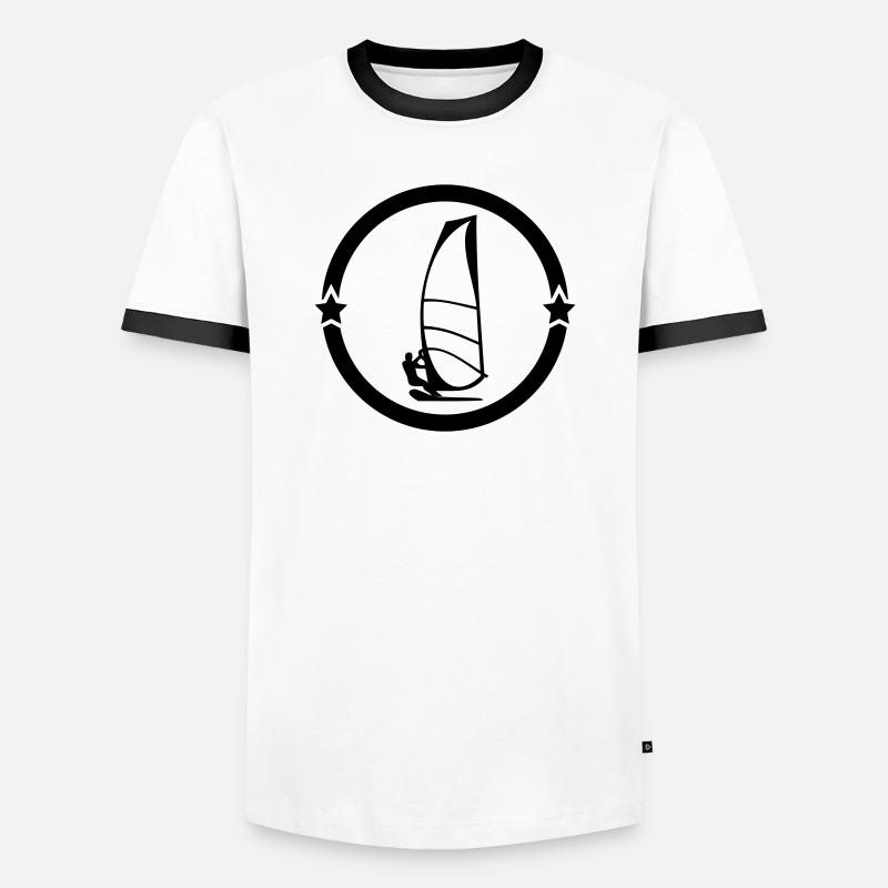 Windsurfen / Windsurfer / Windsurf / Windsurfing - Männer Kontrast-T-Shirt - Weiß/Schwarz