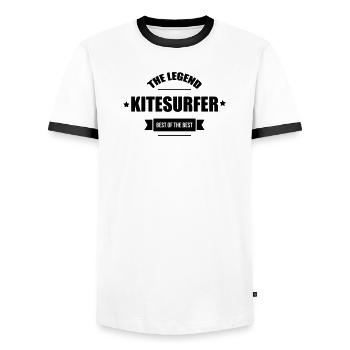 Kiteboarding Kitesurfing Kitesurf Kitesurfer Kiter - Men's Ringer Shirt - white/black - Front - AI Model Female 172 light (172cm) & AI Model Male 178 dark (178cm)