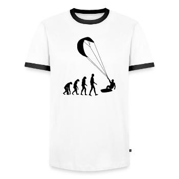 Kiteboarding / Kitesurfing / Kitesurf / - T-shirt contrasté Homme - blanc/noir - Devant - AI Model Female 172 light (172cm) & AI Model Male 178 dark (178cm)