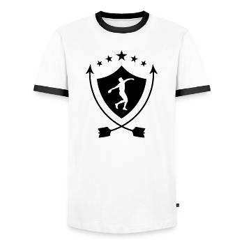 Lancer de Disque / Poids / Javelot / Marteau - T-shirt contrasté Homme - blanc/noir - Devant - AI Model Female 172 light (172cm) & AI Model Male 178 dark (178cm)