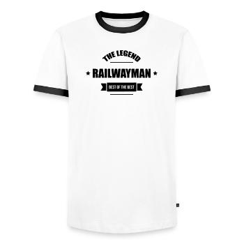 Railway Railwayman Cheminot Train Eisenbahn - Men's Ringer Shirt - white/black - Front - AI Model Female 172 light (172cm) & AI Model Male 178 dark (178cm)