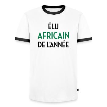 Africa / Africain / Afrique / Africain - T-shirt contrasté Homme - blanc/noir - Devant - AI Model Female 172 light (172cm) & AI Model Male 178 dark (178cm)