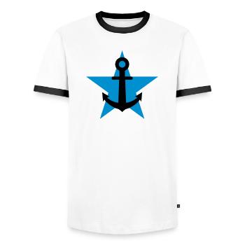 Sailor / Marine / Marin / Boat / Sea / Navy - Men's Ringer Shirt - white/black - Front - AI Model Female 172 light (172cm) & AI Model Male 178 dark (178cm)