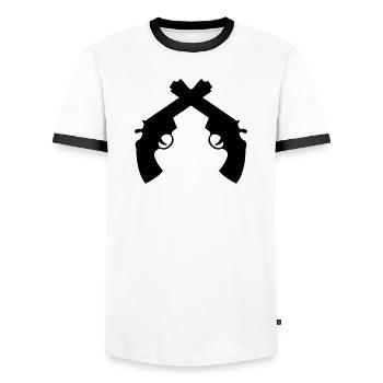 Police - Policeman - Cop - Policier - Polizei - Men's Ringer Shirt - white/black - Front - AI Model Female 172 light (172cm) & AI Model Male 178 dark (178cm)